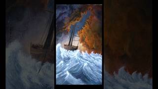 Ship in storm painting🖤 art viralshorts youtubeshorts [upl. by Eilhsa197]