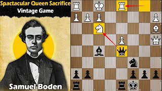 Spectacular Queen Sacrifice Vintage Game  MacDonnell vs Boden 1869 [upl. by Lammaj]