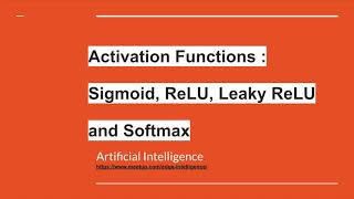 Activation Functions Sigmoid ReLU LeakyReLU Tanh amp Softmax for Deep Learning [upl. by Skiest]