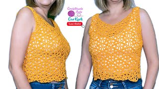 Blusa  top tejido a crochet  🧡Modelo “Mandarinaquot🍊  TUTORIAL PASO A PASO [upl. by Crowns]