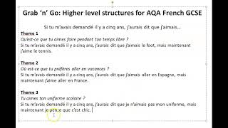 AQA GCSE French Speaking Exam General Conversation Writing Exam 150 Word Grab n Go Structures 4 [upl. by Supple]