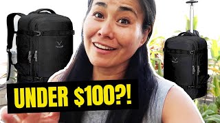 REVIEW BEST WHEELED LUGGAGE CARRYON Under 100  Hynes Eagle 42L Rolling Backpack Review [upl. by Latricia]