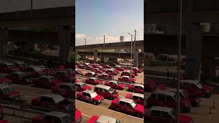 Red taxis waiting in line at Hong Kong Airport hongkong travel shorts short downtown [upl. by Kitarp417]