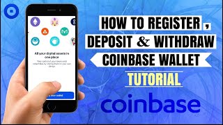 How to REGISTER on Coinbase Wallet and do Deposit  Withdrawal  Bitcoin App Tutorial [upl. by Skipp840]