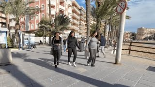 Torrevieja walk Spain Playa Cura promenade to Playa de Los Locos Jan 1st [upl. by Atiuqam]