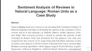 Sentiment Analysis of Reviews in Natural Language Roman Urdu as a Case Study [upl. by Lever]