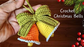 🎄Crochet Bells Christmas Ornaments‼️Crochet Tutorial for Beginners🔔 [upl. by Harneen479]