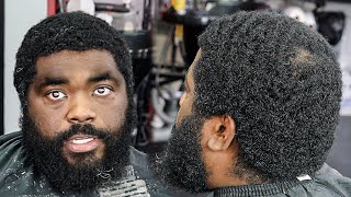 🔥TRANSFORMATION🔥 HE PAID350 FOR THIS HAIRCUT 3 MONTH WOLF FADED BEARD HAIRCUT TUTORIAL [upl. by Kerad]