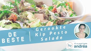 De lekkerste GEZONDE en MAKKELIJK te maken gerookte kip SALADE met pesto [upl. by Eelik]