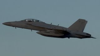 Rare 2 US Navy Boeing EA18G Growlers “Black Ravens” Departing Portland International Airport [upl. by Mag891]