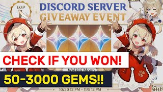 CHECK IF YOU WON 503000 Primogems Discord Giveaway Event  Genshin Impact [upl. by Bay]