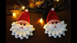 Como tejer cara de Papá Noel a crochet paso a paso Tutorial Navideño [upl. by Arakaj514]