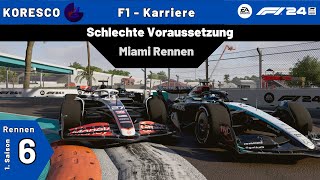 F1 24 Karriere S1R06 RENNEN Miami Schlechte Voraussetzung [upl. by Tollmann]