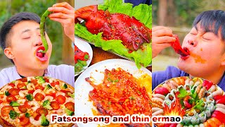 mukbang  Braised pork sausage  Chicken and goose  Big crab  Big lobster  songsong and ermao [upl. by Amalbena]