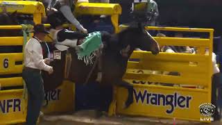 Bradlee Miller Makes Second Straight 865Point Ride Wins Round 2 of NFR [upl. by Rodama750]