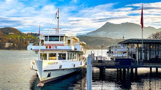 A spectacular winter cruise across Lake Lucerne 🇨🇭 From Lucerne to Weggis Rigi [upl. by Dannel]