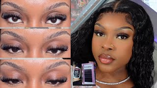 DIY Individual Eyelash Extensions  HOW TO APPLY LASH CLUSTERS Wispy Cat Eye [upl. by Behn977]