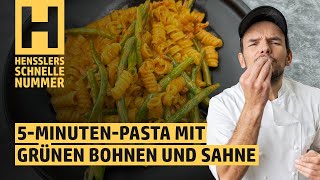 Schnelles 5MinutenPasta mit grünen Bohnen und Sahne Rezept von Steffen Henssler [upl. by Hugibert465]