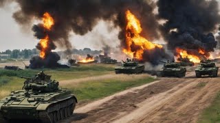 Horrifying Moment US M1A2 Abrams Tank Blows Up Dozens of Russian T90 Tanks in Ukraine [upl. by Ahsiuqel]