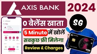 Axis Bank Zero Balance Saving Account Opening Online 2024  Axis Bank Account Full Review amp Charges [upl. by Akisey781]