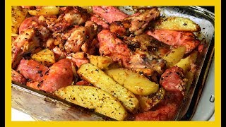 Batata  Linguiça e Frango no Forno [upl. by Yrrehc]