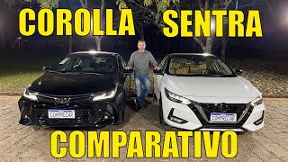 Comparativo Toyota Corolla 2024 x Nissan Sentra 2024  Qual sedan é melhor [upl. by Elyac]