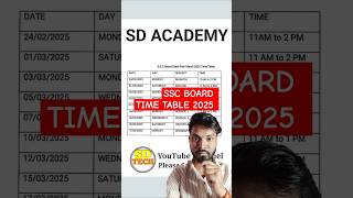 SSC BOARD Time Table 2025 sdtech shorts ssc timetable boardexamtimetable boardexam2025 [upl. by Ahsimek145]