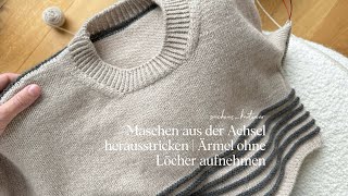 Arme stricken  Maschen aufnehmen ohne Löcher [upl. by Eiramnna]