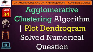 L34 Agglomerative Clustering Algorithm  Plot Dendrogram Solved Numerical Question  Data Mining [upl. by Assiram]