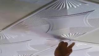 INSTALLATION Styrofoam Ceiling Tile Glue over existing PoPcorn DIY [upl. by Amuh723]