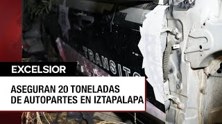 20 toneladas de autopartes robadas son aseguradas en inmuebles de Iztapalapa [upl. by Frodeen667]