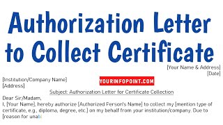 Authorization Letter Sample for Collect Certificate  Letters Writing [upl. by Drye]