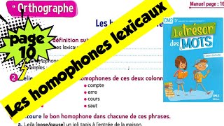 Les homophones lexicaux  page 10  le trésor des mots CM2  cahier dactivités [upl. by Nayr]