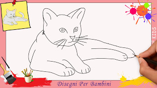 Disegni di gatti 2  Come disegnare un gatto FACILE passo per passo per bambini [upl. by Atires]