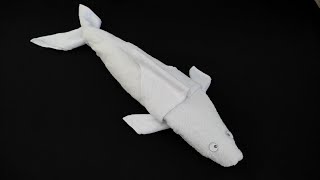 How to Make Towel Shark  Towel art  Towel folding  Towel animal [upl. by Neelloj]