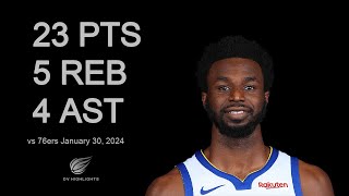 Andrew Wiggins 23 pts 5 reb 4 ast vs 76ers  January 30 2024 [upl. by Eppes]