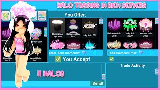 Halo trading in rich royale high servers getting 11 halos Royale High Roblox [upl. by Tressa]