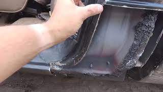 1998 dodge rocker panel cab corner replacement [upl. by Jobie]