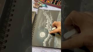 Full moon art art painting artwork drawing artist shorts foryou shortvideomoon pastel [upl. by Anelahs]