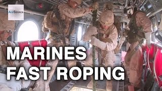 Marines Fast Roping From CH46 Sea Knight Helicopters [upl. by Dennard841]