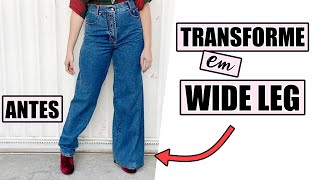 COMO TRANSFORMAR CALÇA JEANS SKINNY EM WIDE LEG OU PANTALONA  COMO ALARGAR AS PERNAS DA CALÇA JEANS [upl. by Amelus]