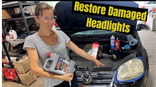 She put WHAT in the headlights Headlight Restoration Volkswagen Jetta 25 [upl. by Arbba620]