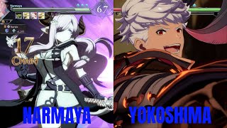 GBVSR High Level Gameplay Hursix Narmaya VS Yokoshima Vane [upl. by Bradan]