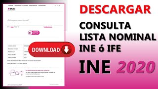 Cómo descargar e imprimir mi Consulta Lista Nominal INE o IFE 2020 [upl. by Latricia]