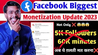 Facebook New Monetization Criteria Update 2023  In Stream Ads Monetization Facebook [upl. by Lahcsap]