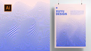 Lines Wave Style Poster Graphic Design Tutorial With Adobe Illustrator  Adobe Illustrator Tutorial [upl. by Moffitt]