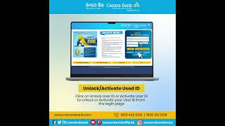 Canara Bank  Internet Banking Unlock or Activate User ID Tutorial [upl. by Randa]