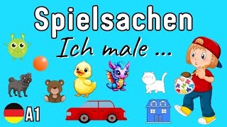 Spielsachen  Farben lernen  Ich male    Deutsch lernen  Learn German [upl. by Gustav735]