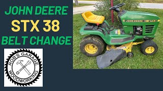 John Deere STX38 Belt Change [upl. by Karlan494]