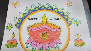 Diwali Drawing  Happy Diwali Drawing  Happy Diwali Card Drawing  Deepawali Diya Drawing [upl. by Nathan]